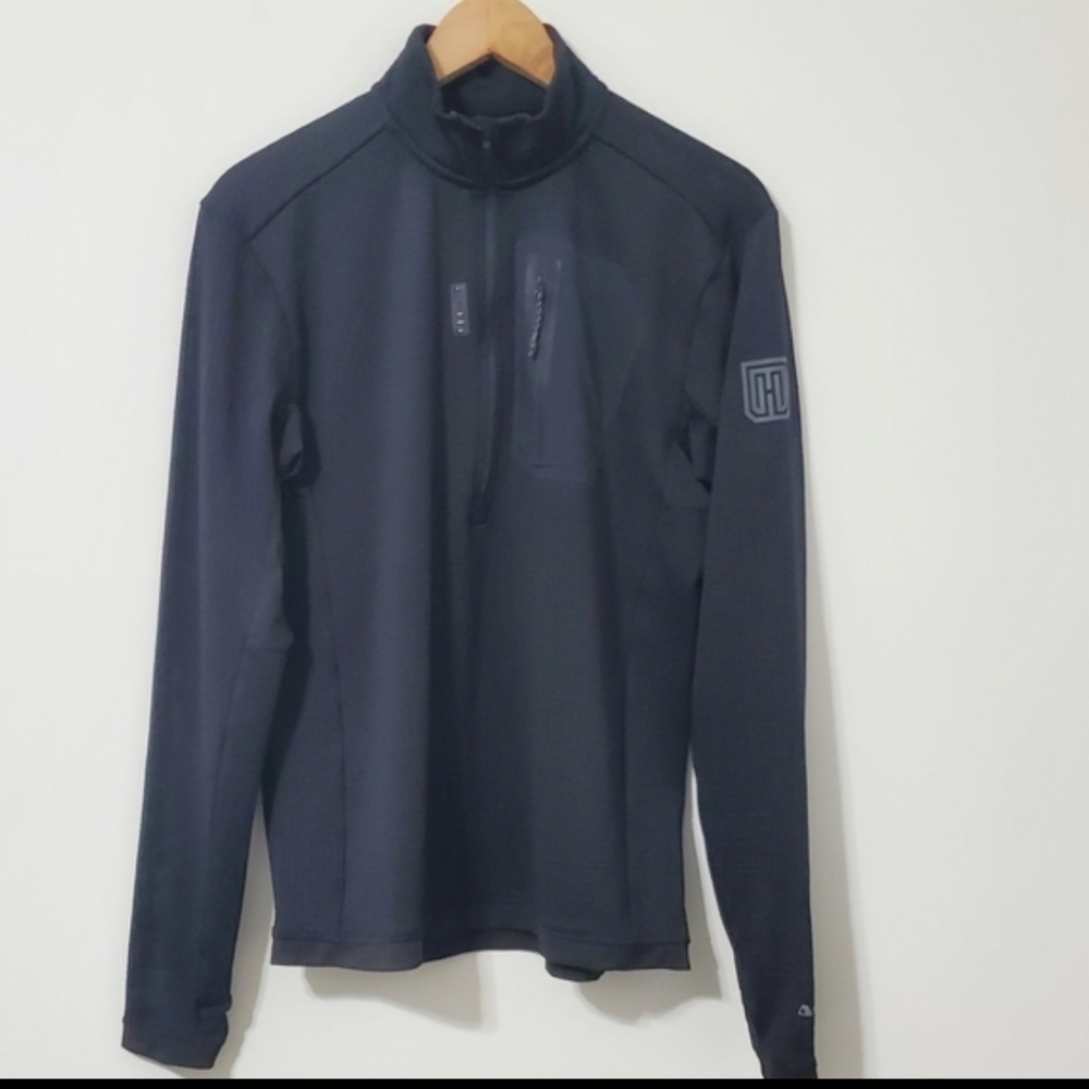 MTHD Meridian Grid Fleece Half Zip Pullover Black Mens Medium